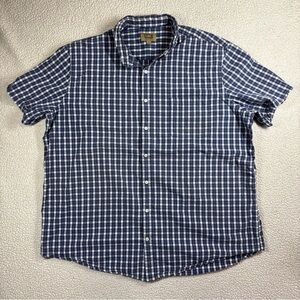 Foundry Supply Comfort Stretch Men 3XL Blue Plaid Short Sleeve Button Down Shirt
